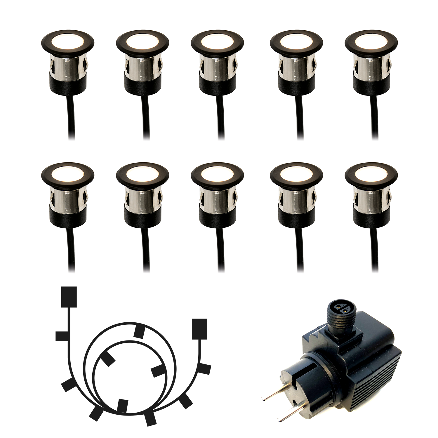 ORION 10-pack deck lights (black)